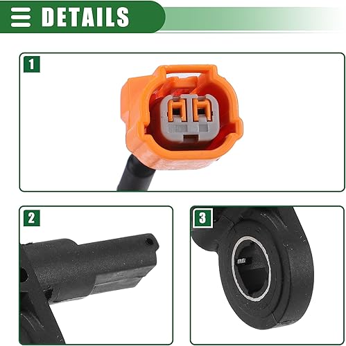 Miniatura 5 de Motoforti Sensor de velocidad ABS delantero izquierdo derecho para Acura TL 2004-2008, goma, No.57450SEPA01/57455SEPA01, negro, 2 unidades