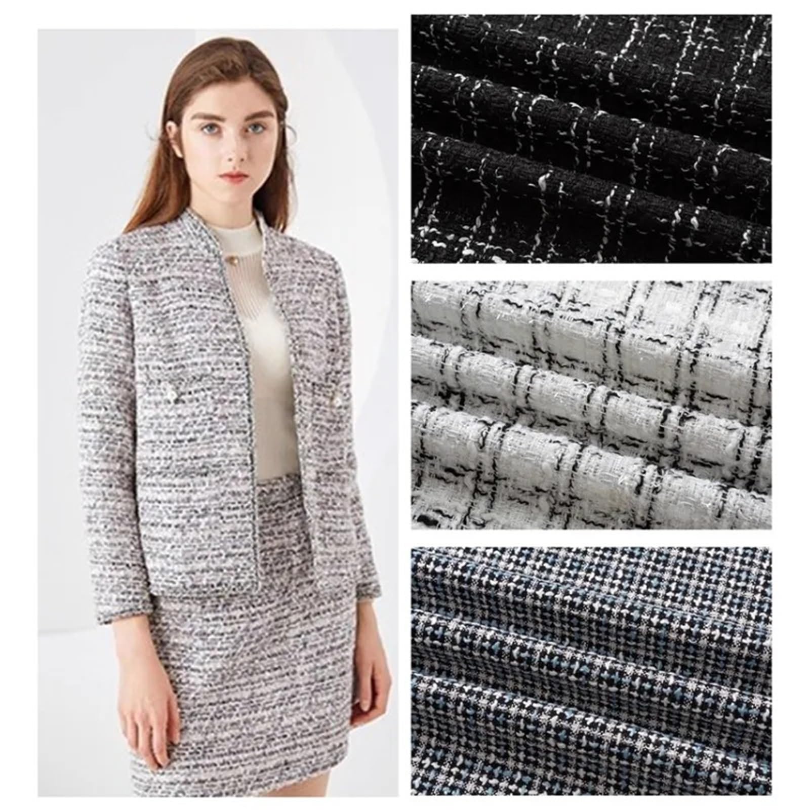 Tissu tweed traditionnel, Tissu Tweed Multicolore 1m x 1,5m(Color-19)