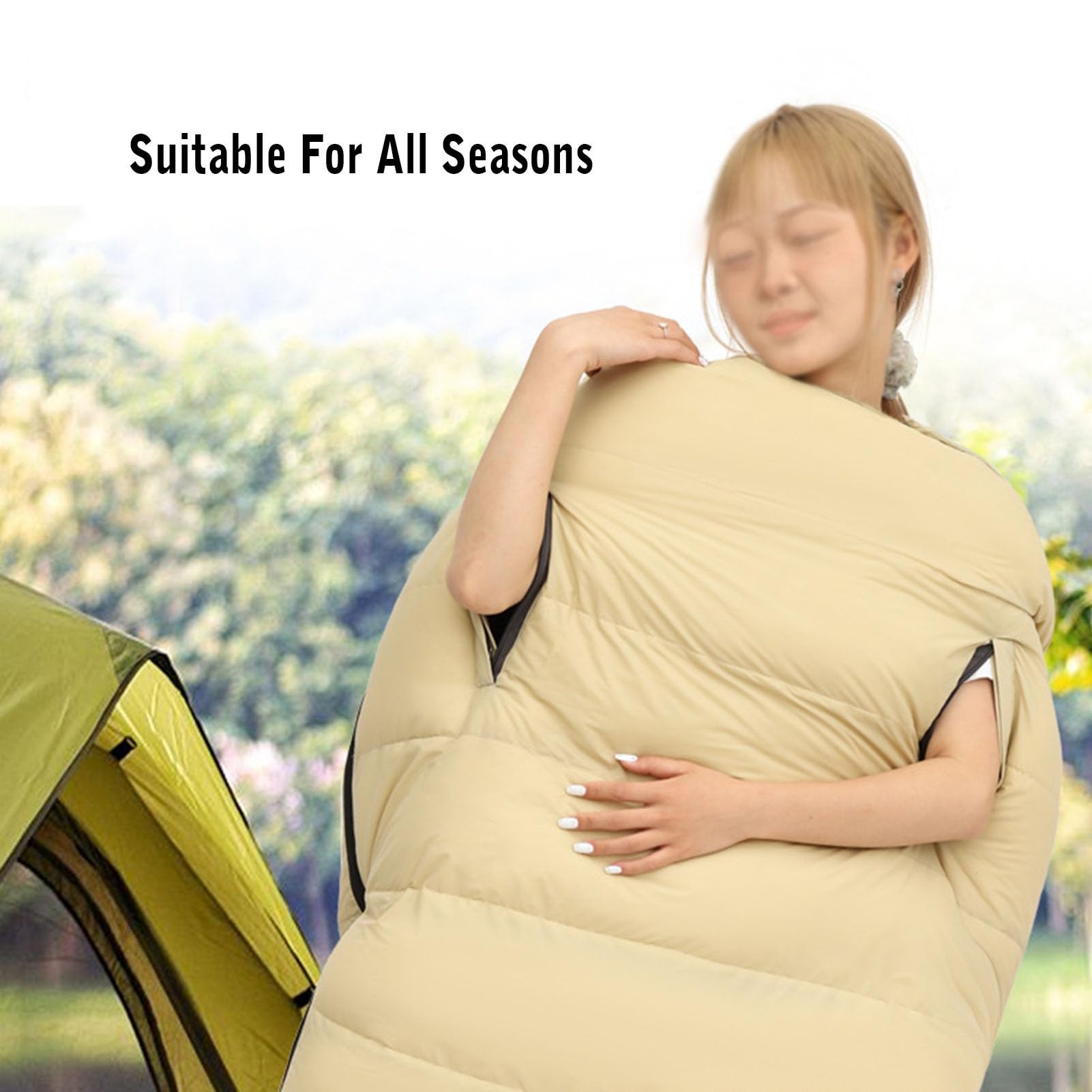 Saco de Dormir for Acampar, Sacos de Dormir livianos y portátiles con Orificios for los Brazos y Almohada Que se Pueden unir for Dos Personas, Impermeable y cálido, Adecuado for Adultos