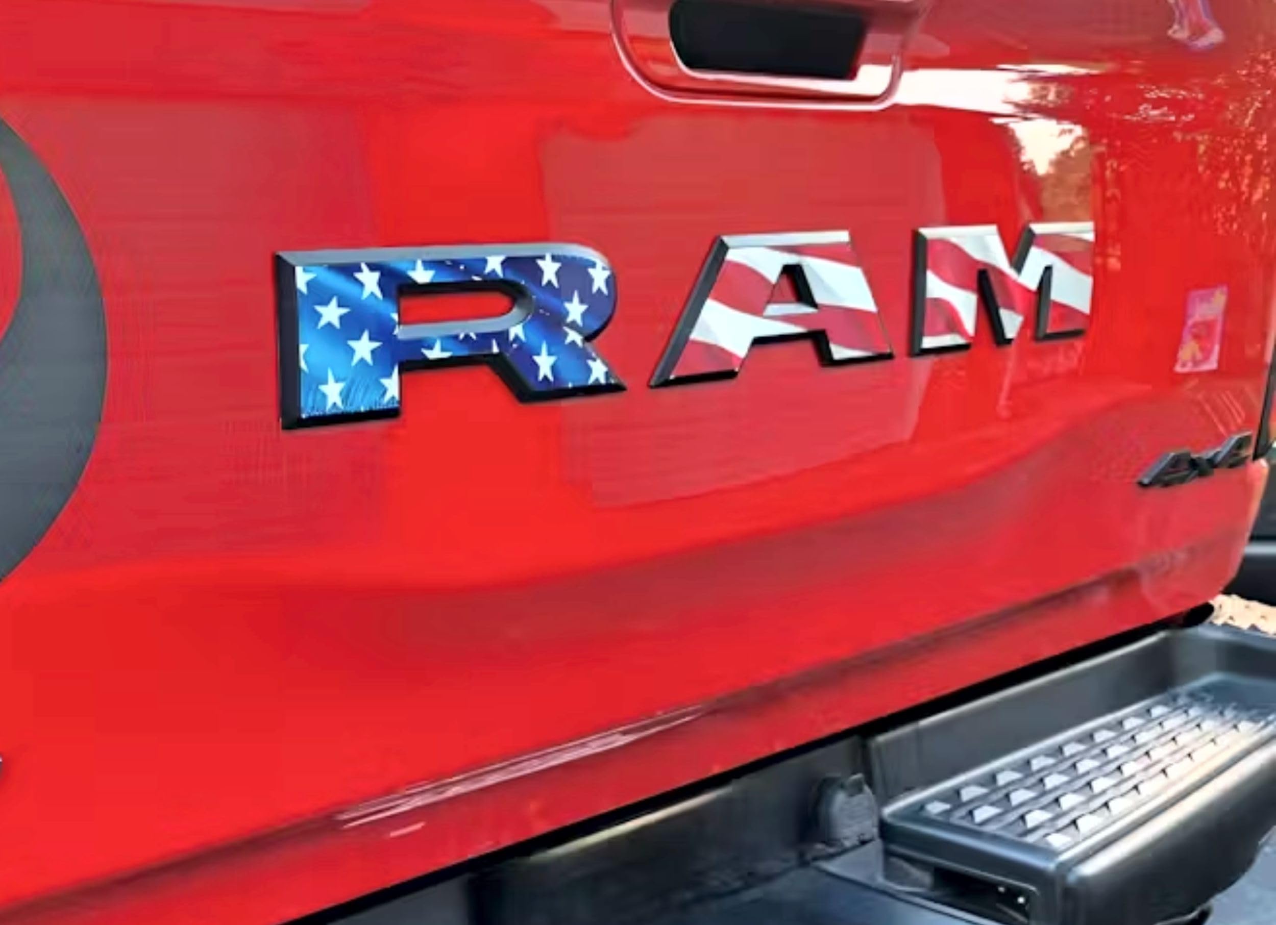RAM Tailgate Emblem Overlay Decal Stickers for 2025-2026 Ram 1500 (Color: American Flag)