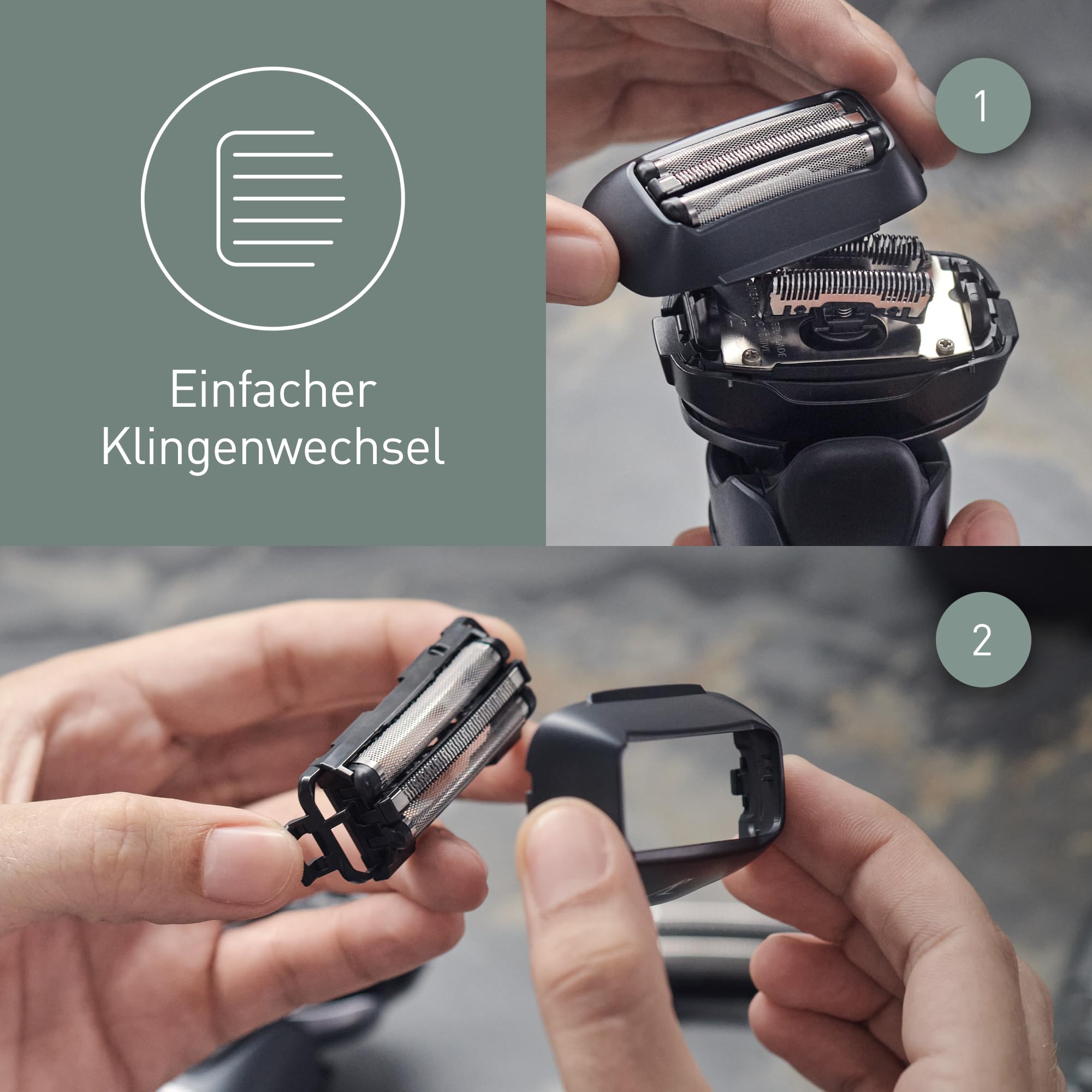 Panasonic WES9089Y1361 Ersatzscherfolie für Elektrorasierer ES-LT6N, ES-LT4N, ES-LT2N, ES-LT68 & ES-LT67, 3-Klingen-System, japanischer Edelstahl, wasserdicht Schwarz