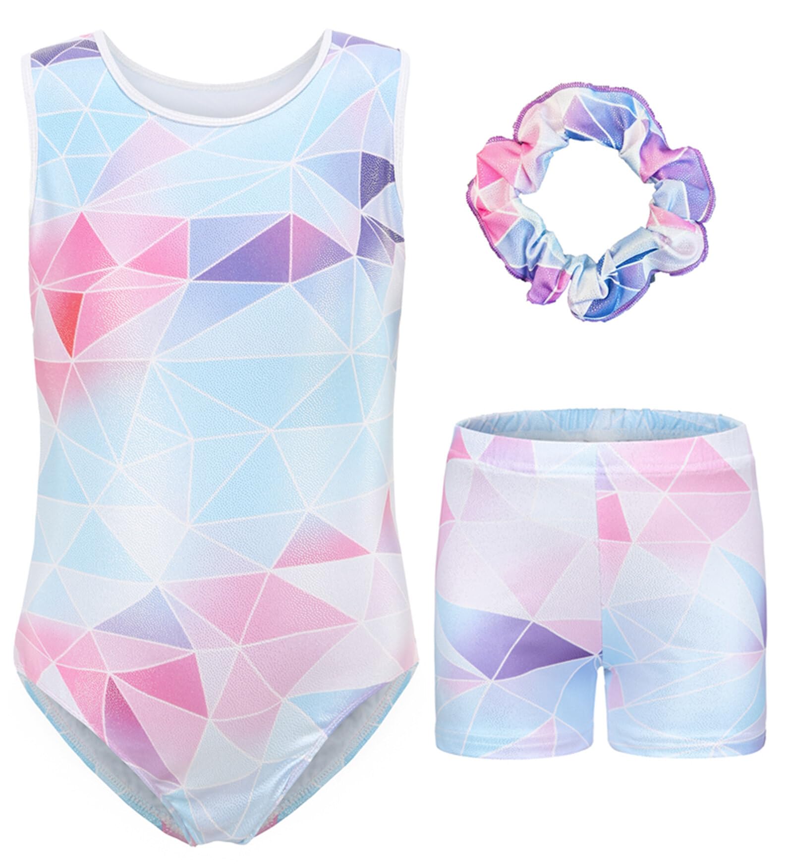 Gymnastic Leotards for Girls Activewear Tumbling Outfit Sparkle Ballet Dance Leotards Set with Shorts