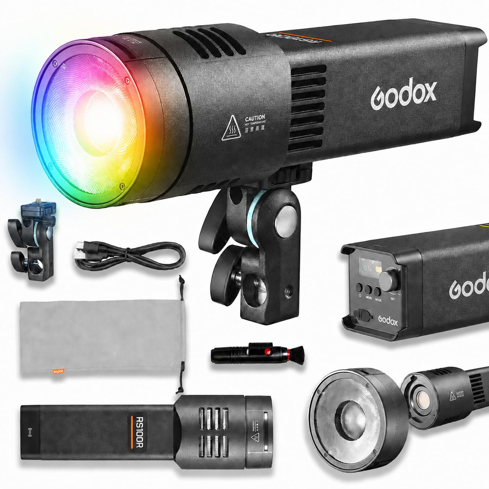 Amazon | Godox RS100R 100W RGB LEDビデオライト、内蔵バッテリーCOB