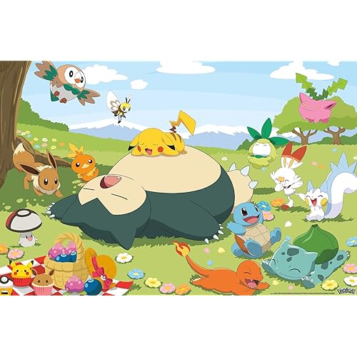 Trends International Pokémon - Group Picnic Wall Poster, 22.375" x 34", Unframed Version