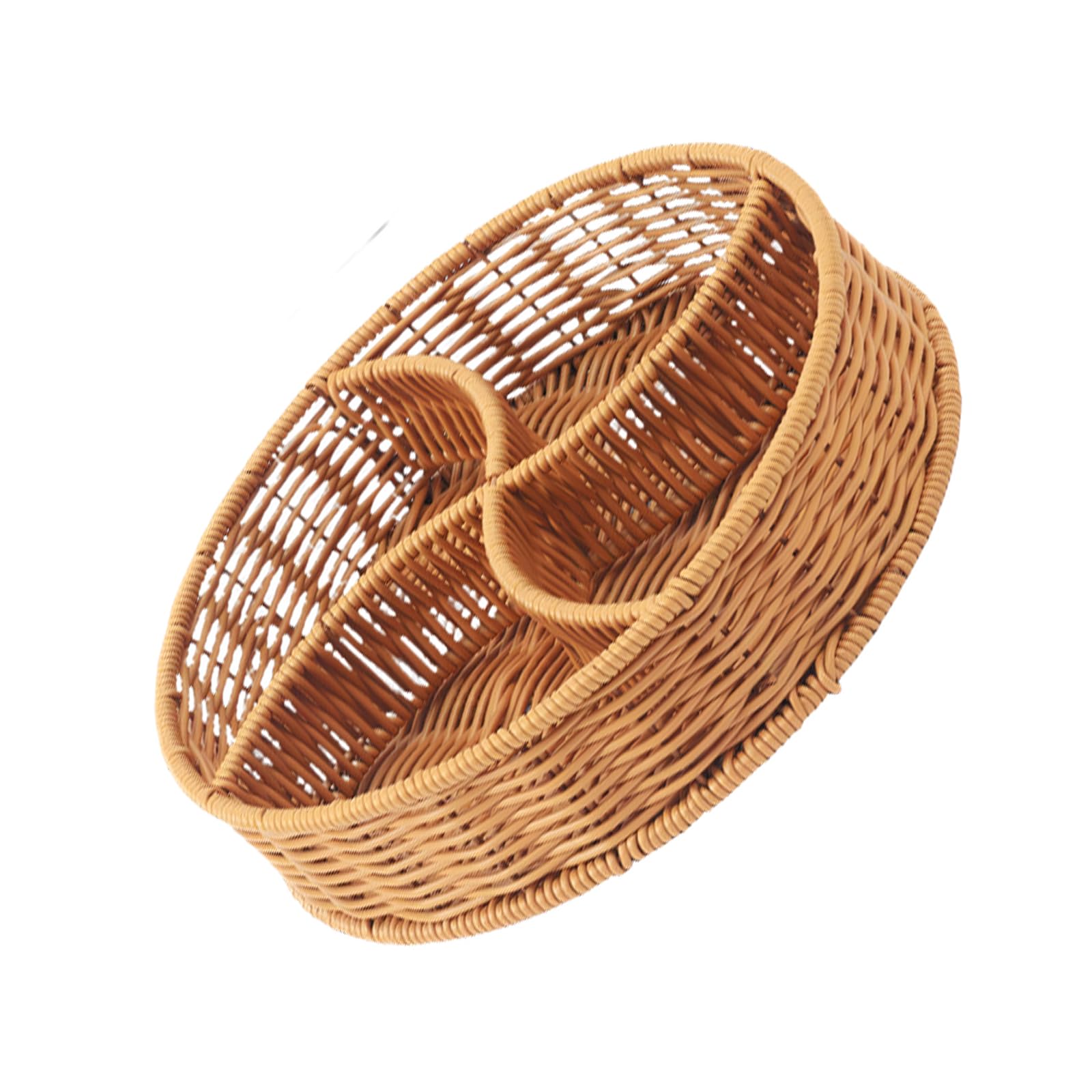 Xinsheinelry Imitation Rattain Woven Serving Basket with Multiple Compartment Fruit Snacks Platter Bowl for Outdoor Picnics Kitchen Parties Serving Bowl