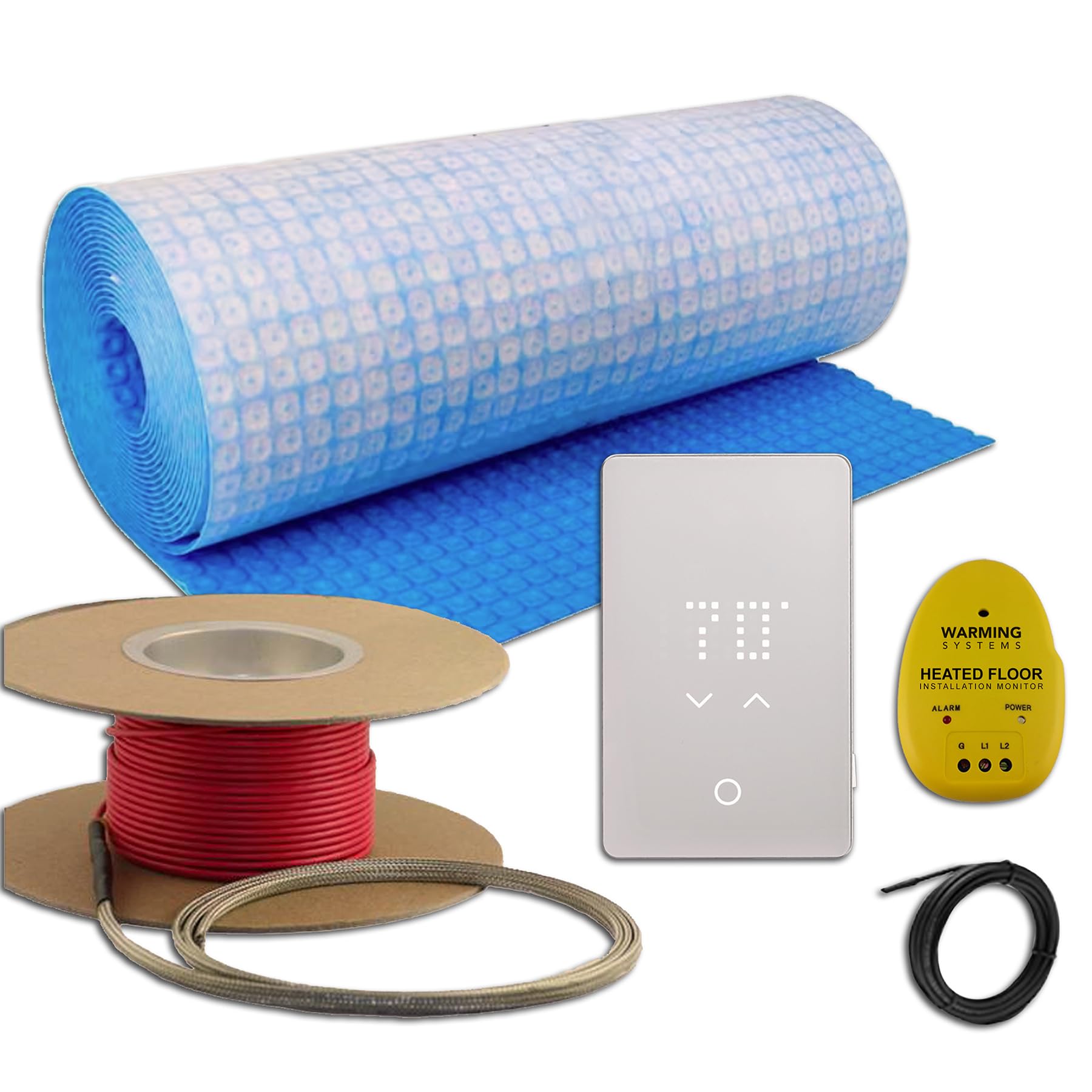 Warming Systems - 70 Sqft 120V Electric Radiant Floor Heating Kit – Includes Heating Cable, Heat Membrane, WiFi LED Programmable Thermostat and