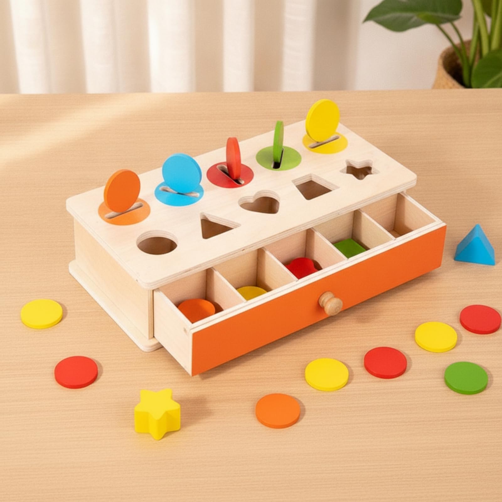 Gioco Pedagogico in Legno Sicuro | Educativo, Incastro, Durevole, Gioco di Forme e Colori, per Casa