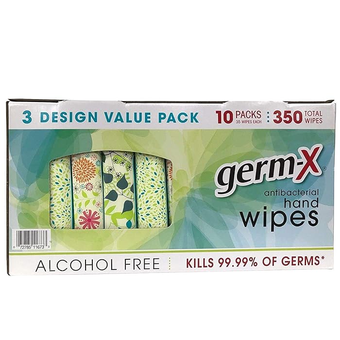 Buy GermX Antibacterial Hand Wipes Designer Pack 10 packs 350