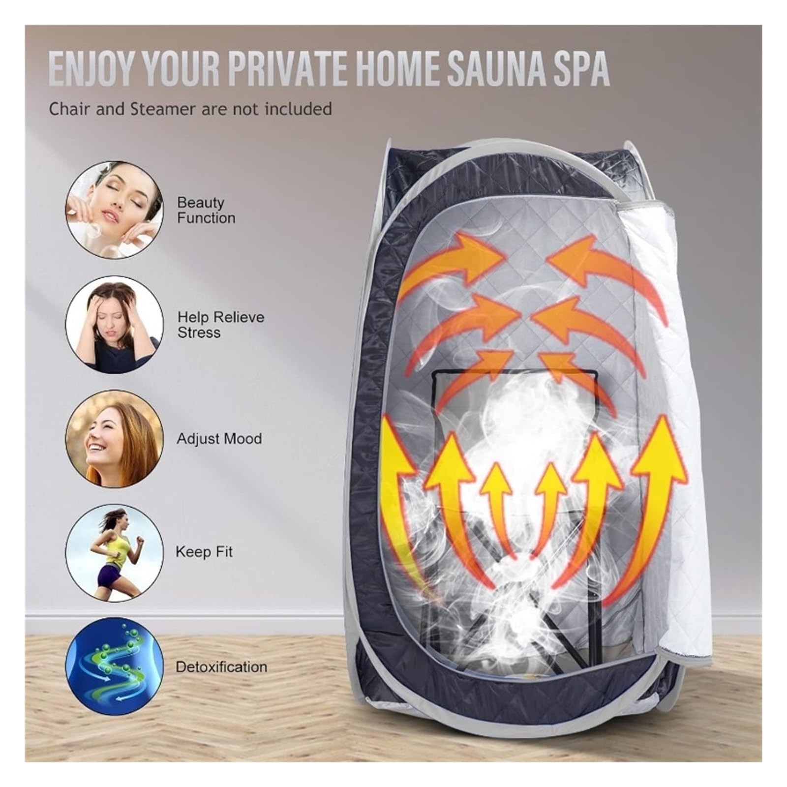Tenda Da Sauna Portatile Pieghevole For Una Persona Spa For Tutto Il Corpo For La Terapia Disintossicante Senza Vapore Relax A Casa(Brown)