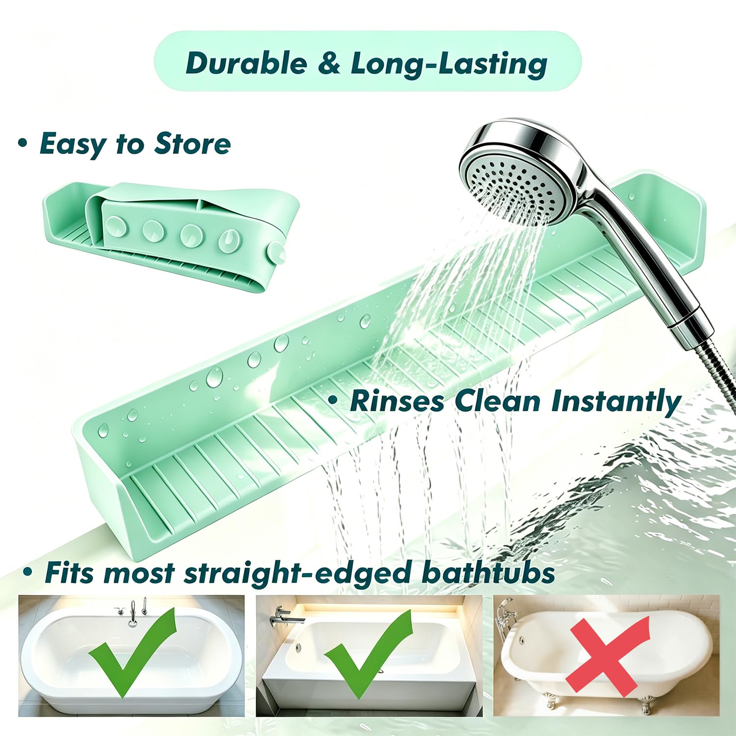 Badewannen-Spritzschutz mit starken Saugnäpfen, Silikon-Spritzschutz für Badewanne, Badespielzeug, Aufbewahrung und Organizer, Regal für Kinder, flexibler Wasserschutz für Badezimmer, Wannenrand und