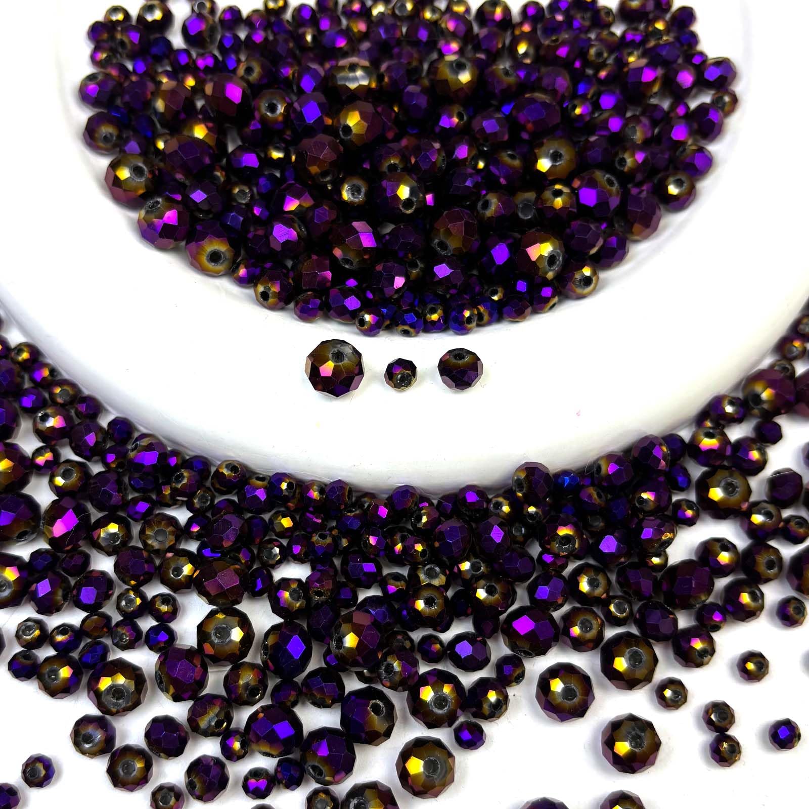 559PCS Glass Crystal Beads, 4/6/8mm Assorted Size Crystal Beads for Jewelry Making, Briolette Crystal Spacer Bulk Bead for DIY Crafts, Bracelet, Suncatchers, Necklace, Earring, Purple Color