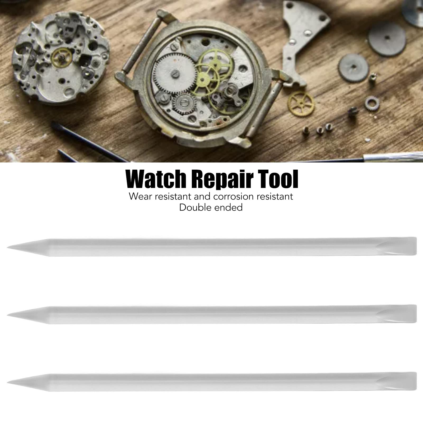 3 Pcs Watch Cleaning Sticks Watch Movement Parts Install Auxiliary Rod for Watch Repair, Double Ended 140mm Movement Install Stick