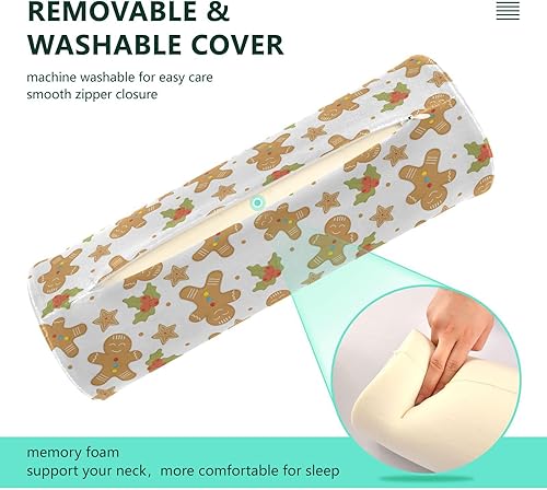 Miniatura 4 de Christmas Gingerbread Men Yoga Bolster Pillow Yoga Neck Roll Pillow Round Pillows for Neck Cylinder Throw Pillow Car Neck Support Pillow