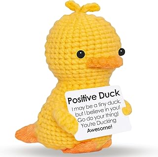 Mini Crochet Duck Gift for Easter Basket Stuffers,Emotional Support Crochet Inspirational Valentines Day Gift for Friend Coworker,Handmade Cute Duck Desk Decor