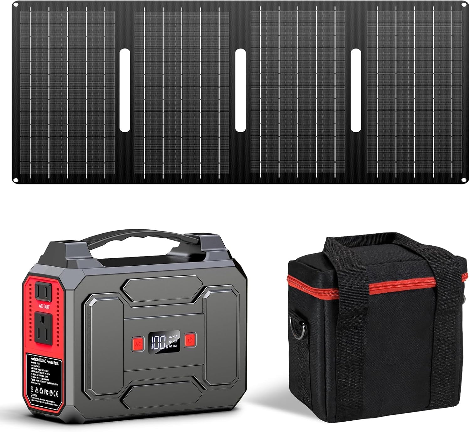 Solar Powered Generator 100W Portable Solar Generator Power Station with Solar Panels 40W Included and Carrying Case Bag
