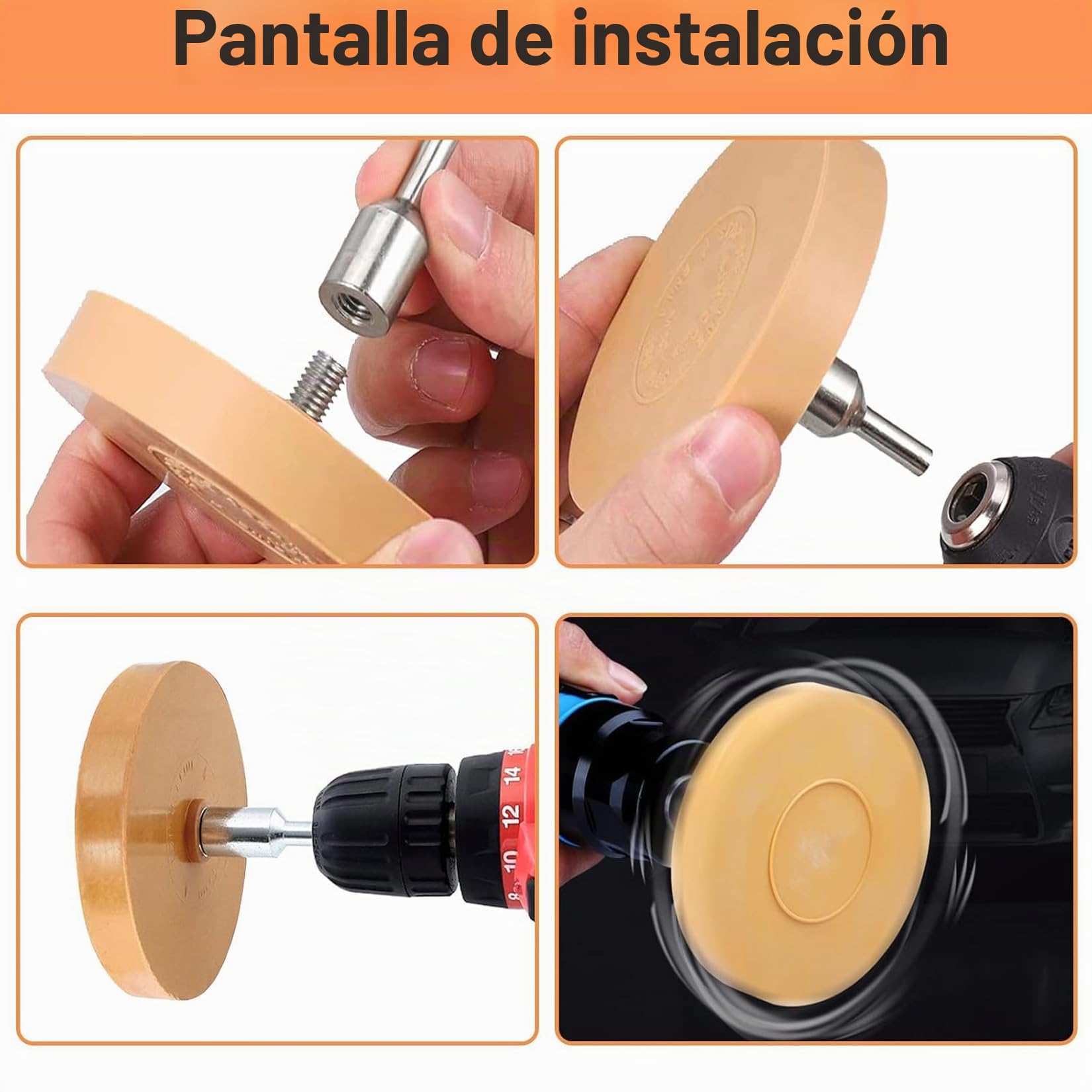 Borrador Calcomanía 2 Piezas Removedor de Calcomanías de Vinilo para Ruedas con Adaptador de Taladro con Adaptador de Taladro para Retirar Quita Pegamento Adhesivo y Pegatinas