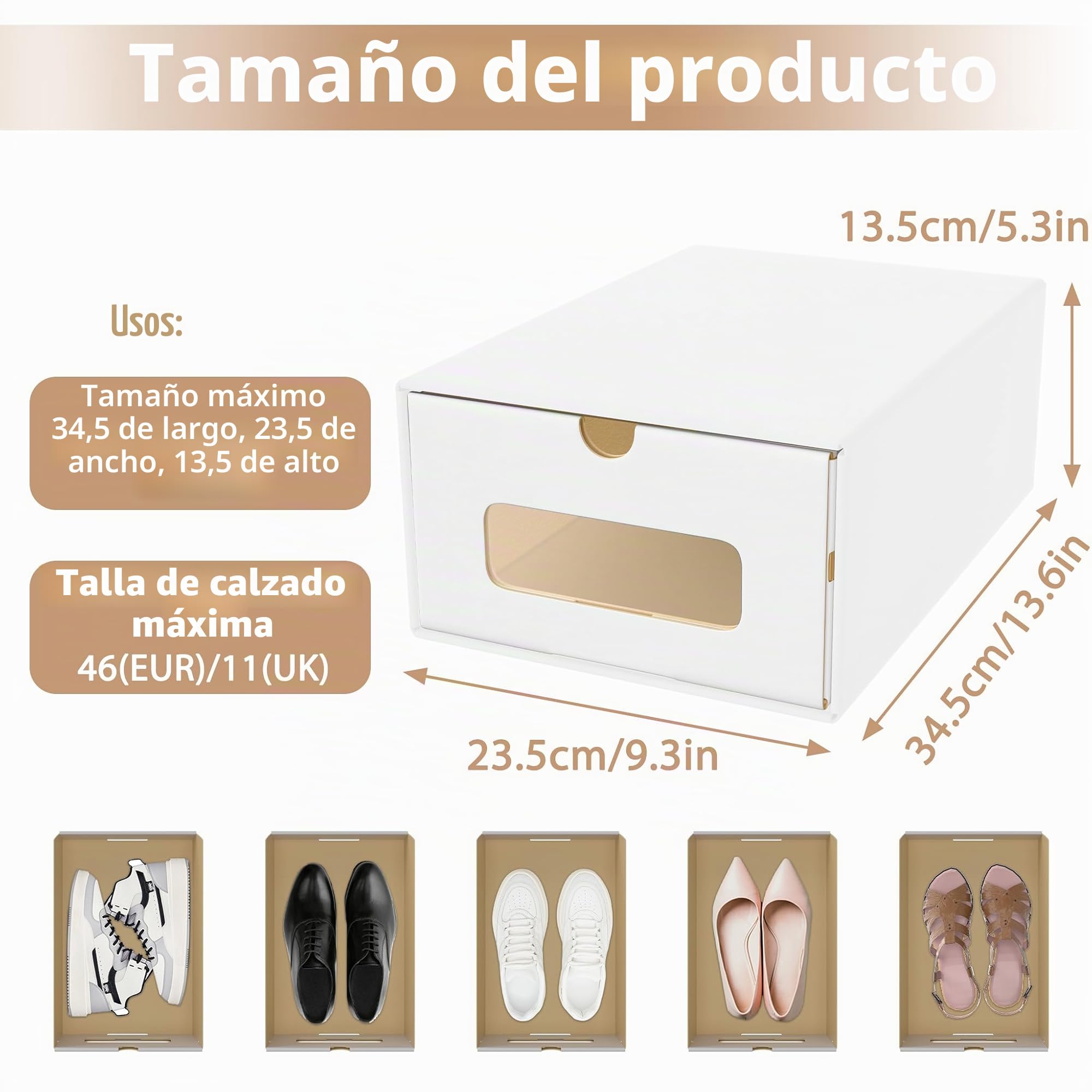 XMTECH 20 unidades de almacenamiento para zapatos con ventana, caja de almacenamiento para zapatos, caja de zapatos, caja de cartón de papel kraft, color blanco