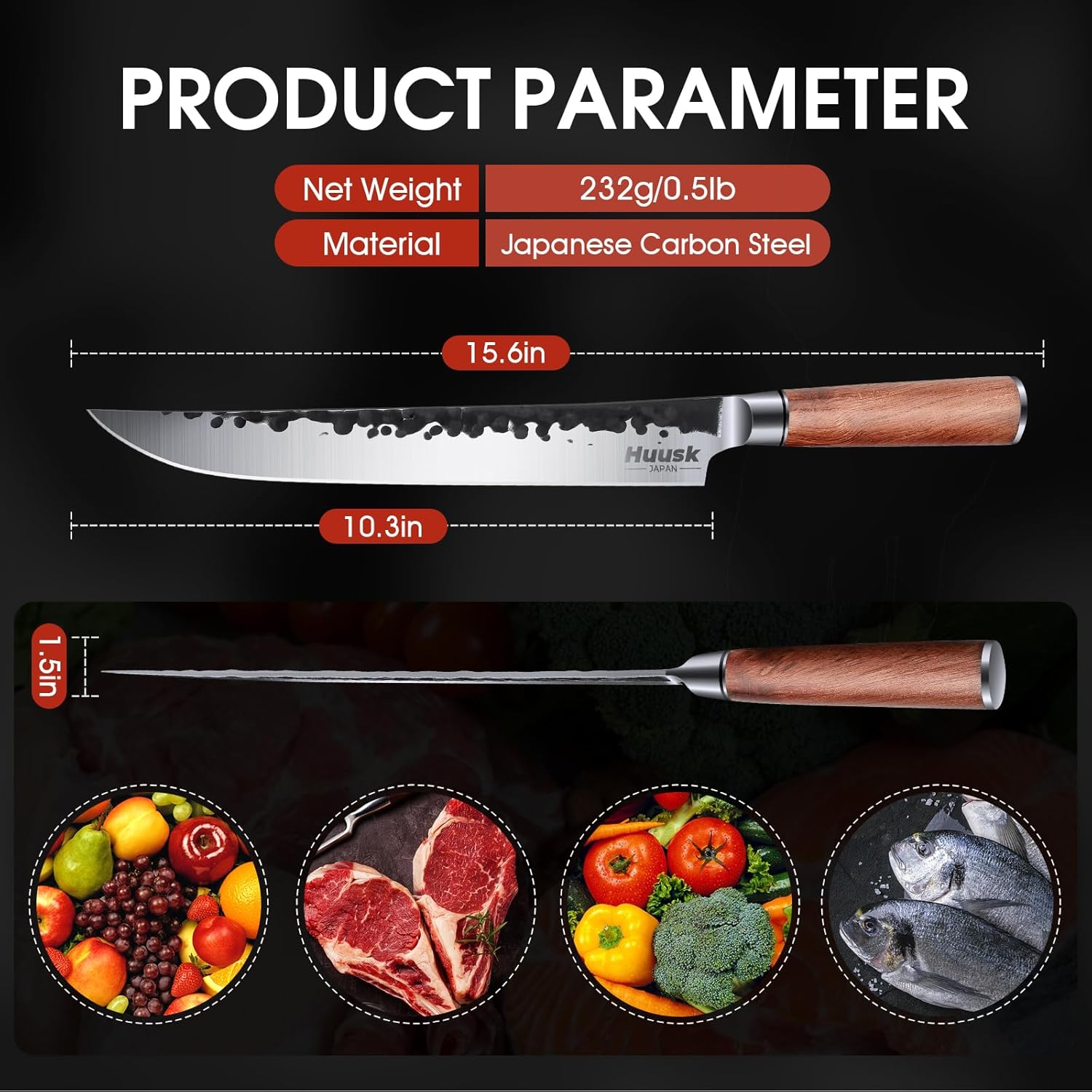 Huusk Knives from Japan, Japanese Bread Knife Bundle with Japanese Brisket Slicing Knife