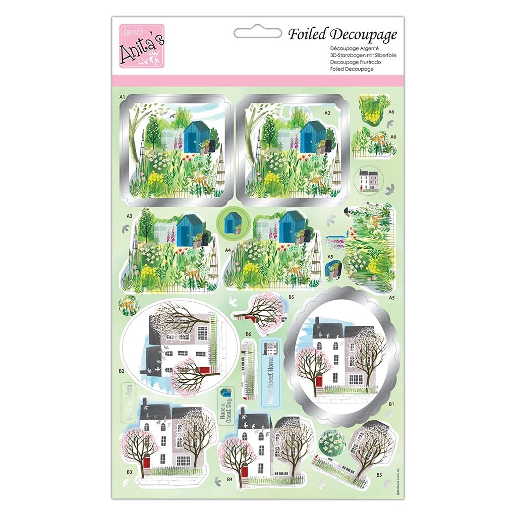 Anita's A4 The Townhouse, Foiled Decoupage Sheet, Accessories Supplies For Craft, Paper Craft, Scrapbooking, Card Making, Origami, Ideal for Adult Craft, Adds Textured Pattern To Craft Projects