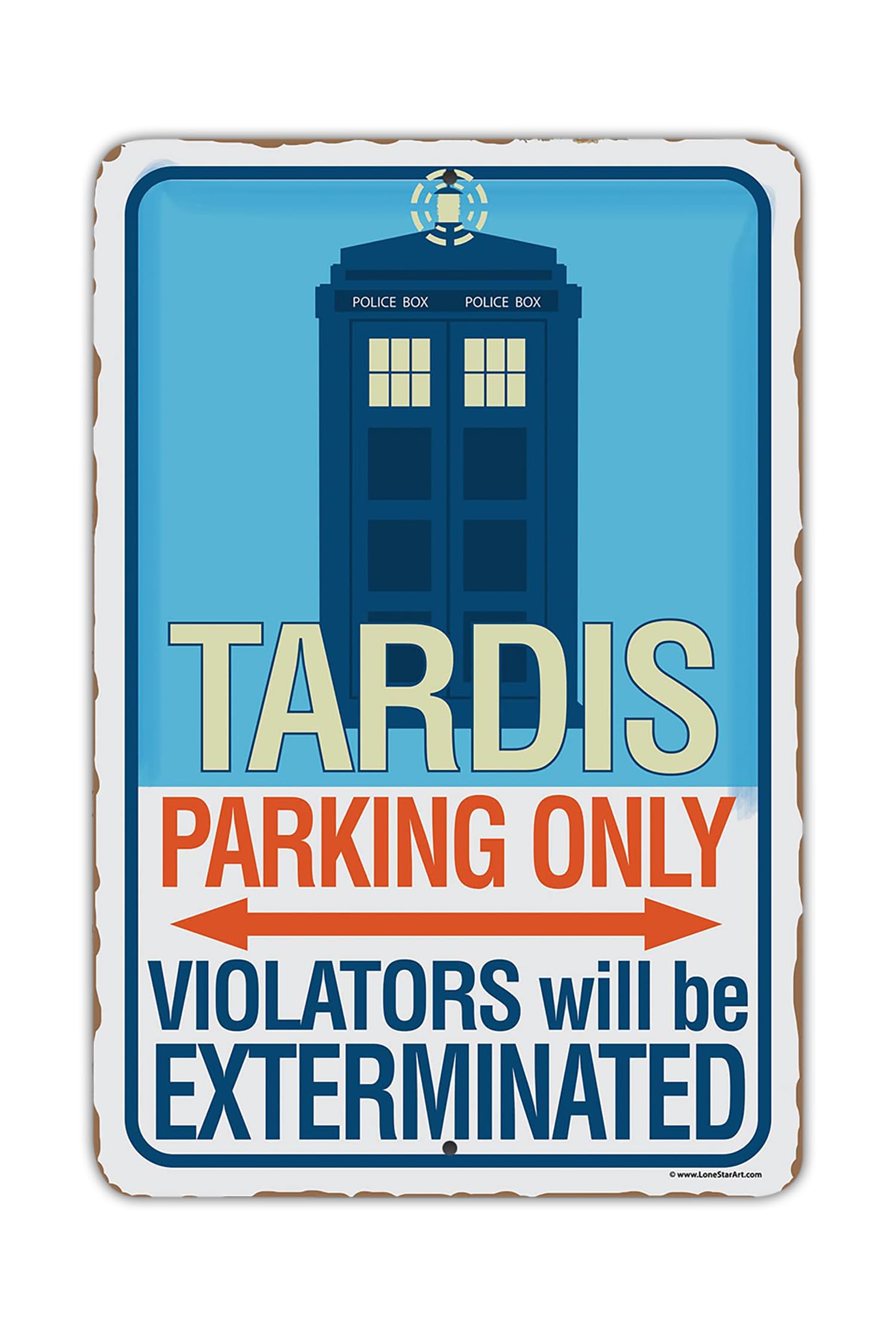 Metal Sign - Tardis Parking Only - Durable Metal Sign - Use Indoor/Outdoor - Makes a Great Home Decor and Gift for Doctor Who Fans Under $20 (8" x 12")