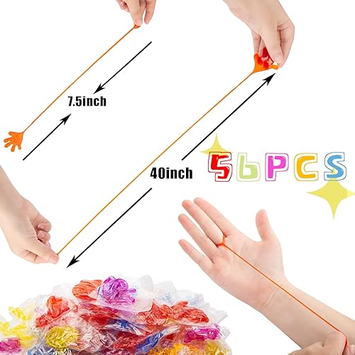 Miniatura 2 de POPLAY 56 unidades de manos pegajosas pequeñas, manos pegajosas brillantes con purpurina, juguetes sensoriales elásticos, rellenos de bolsas de