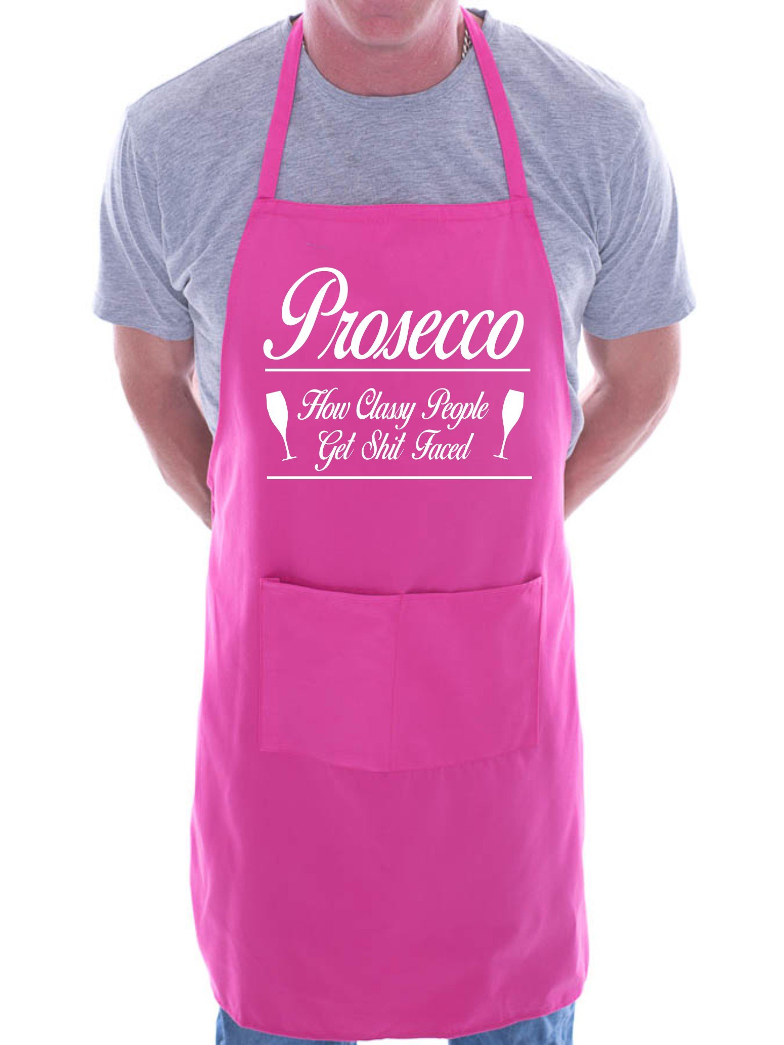 Print4U Prosecco Classy People Funny BBQ Cooking Novelty Apron Pink