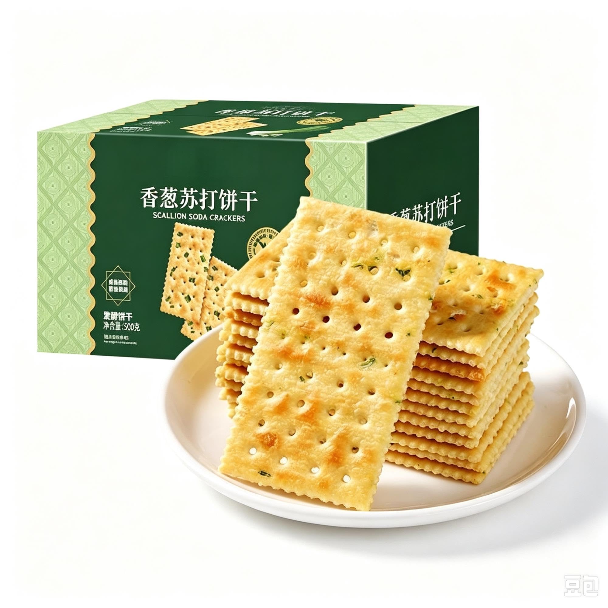 Galletas de Soda de Cebolleta, Snack Crujiente No Frito 500g