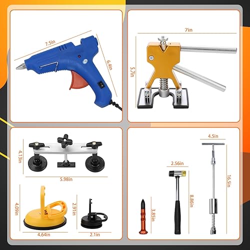 Miniatura 6 de nihao Kit de reparación de abolladuras de carrocería automática, kit de reparación de abolladuras ajustable y sin pintura con levantador de