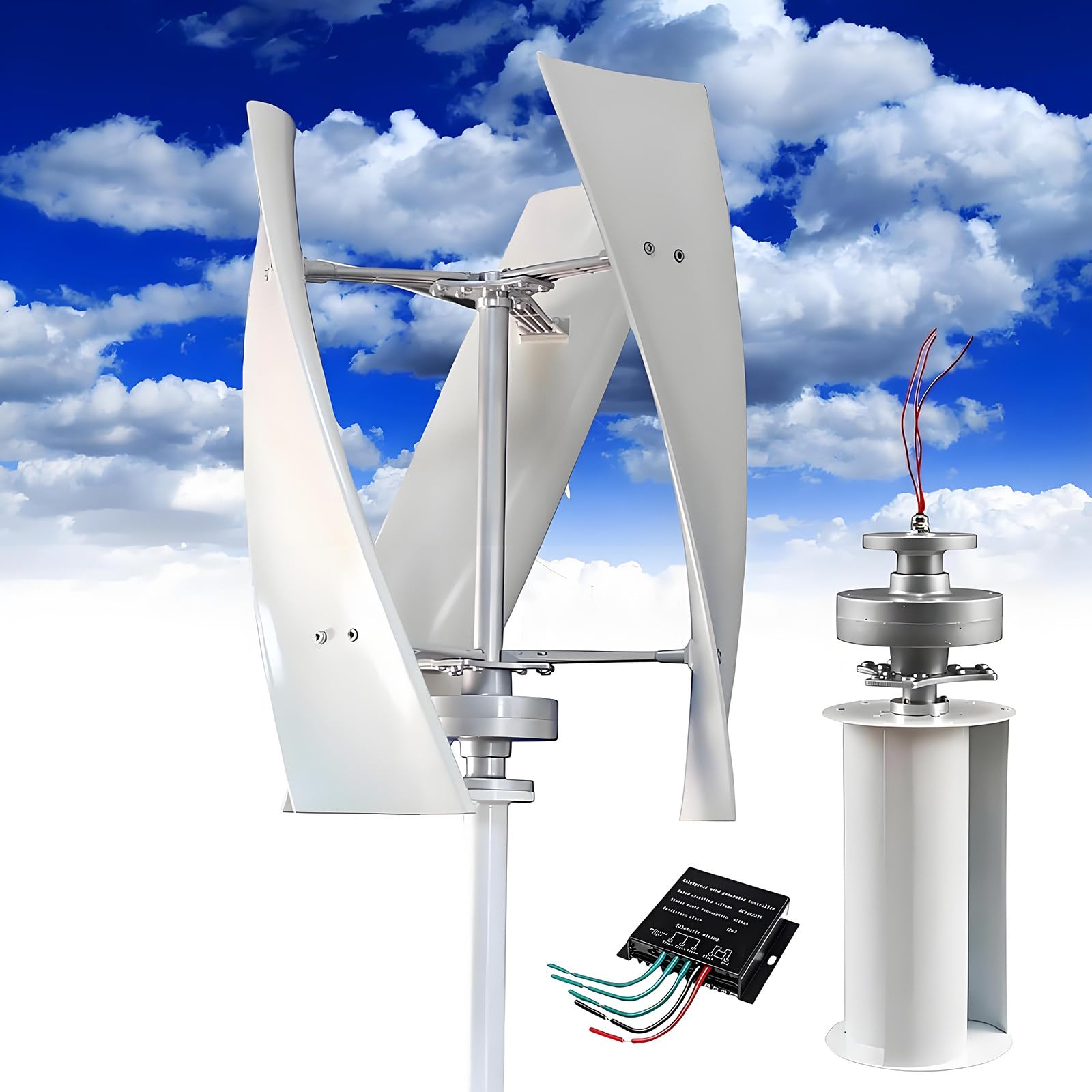 Kit générateur éolien Vertical de Jardin 20 000 W, éolienne triphasée 24 V/48 V/220 V avec contrôleur MPPT pour Applications domestiques et industrielles 220V