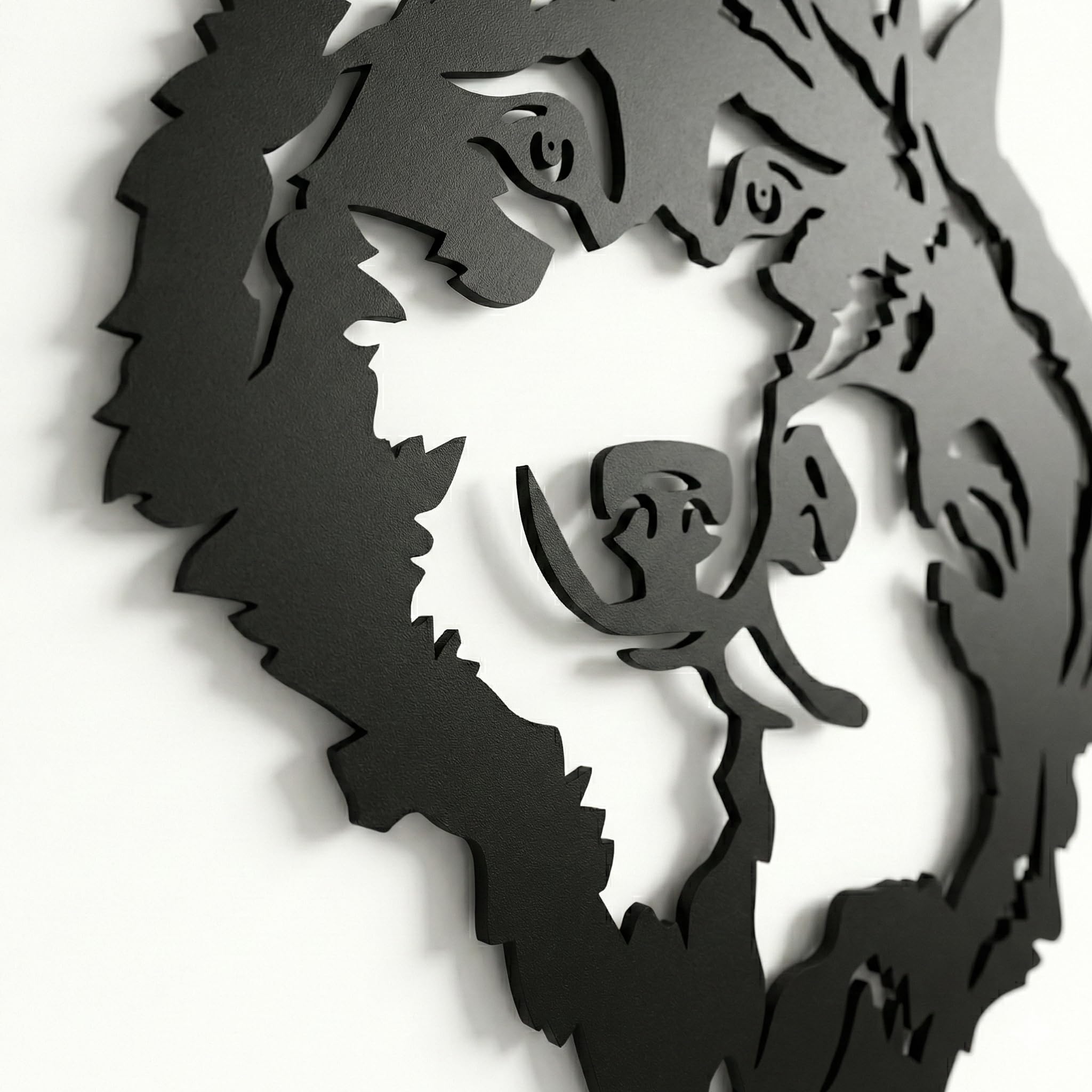 DEKADRON Décoration murale en métal – Silhouette de loups – Décoration murale en métal pour maison, bureau, chambre à coucher, salon (58 x 58 cm)