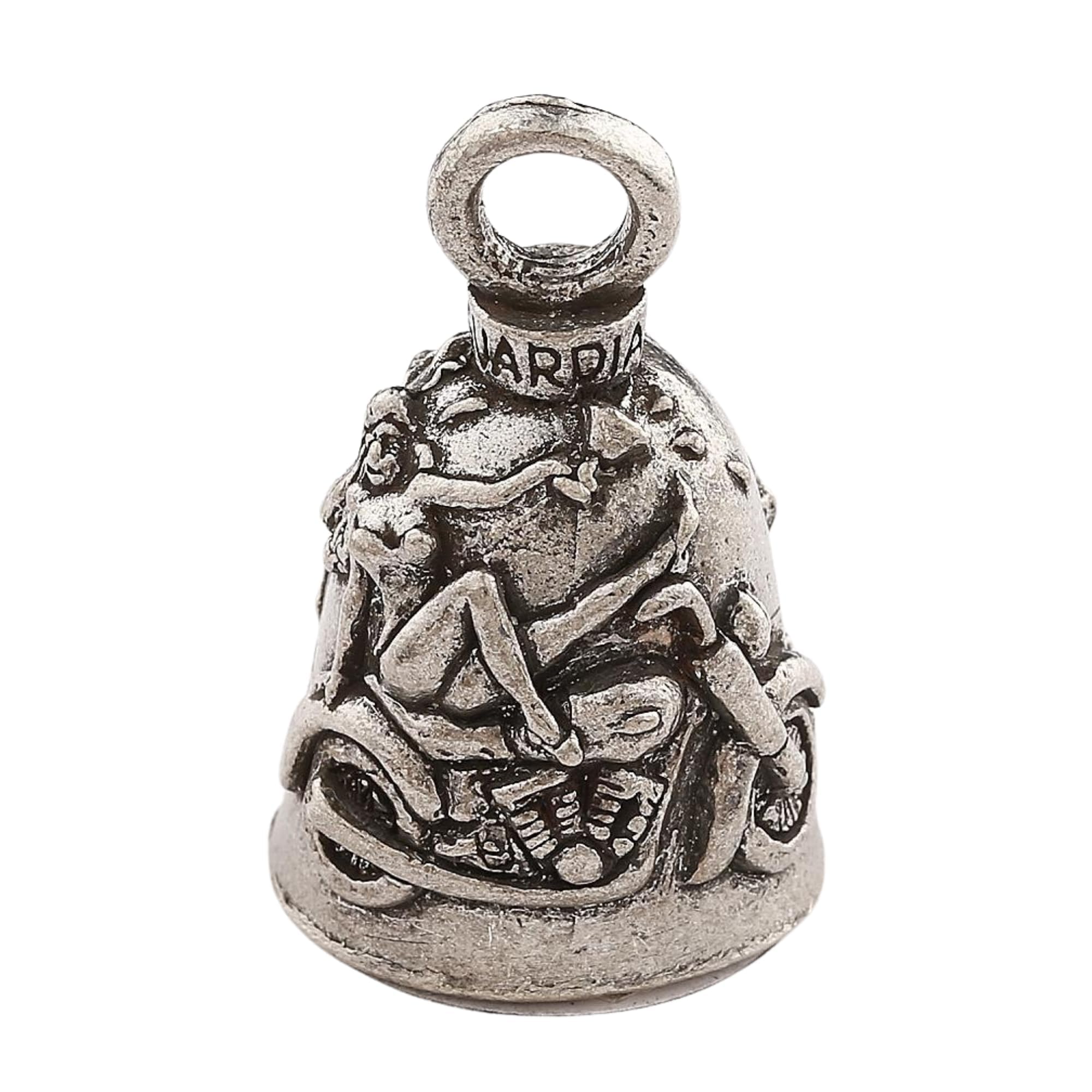 Guardian Bell Good Luck Bell w/Keyring & Black Velvet Gift Bag | Motorcycle Bell | Lead-Free Pewter | Made in USA