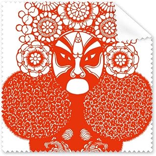 Red Head Paper-Cut Beijing Opera Pattern Cleaning Cloth Phone Screen Glasses Cleaner 5pcs