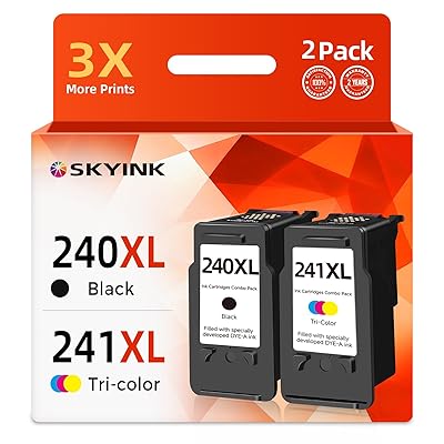 PG-240 CL-241 XL Ink Cartridge Compatible Replacement for Canon 240XL 241XL Combo Pack Work With PIXMA MG3600 MG3620 TS5120 MG3520 MX472 TS5100 MG3220 MG3520 MG2120 MX472 Printer 2 Pack Black Color