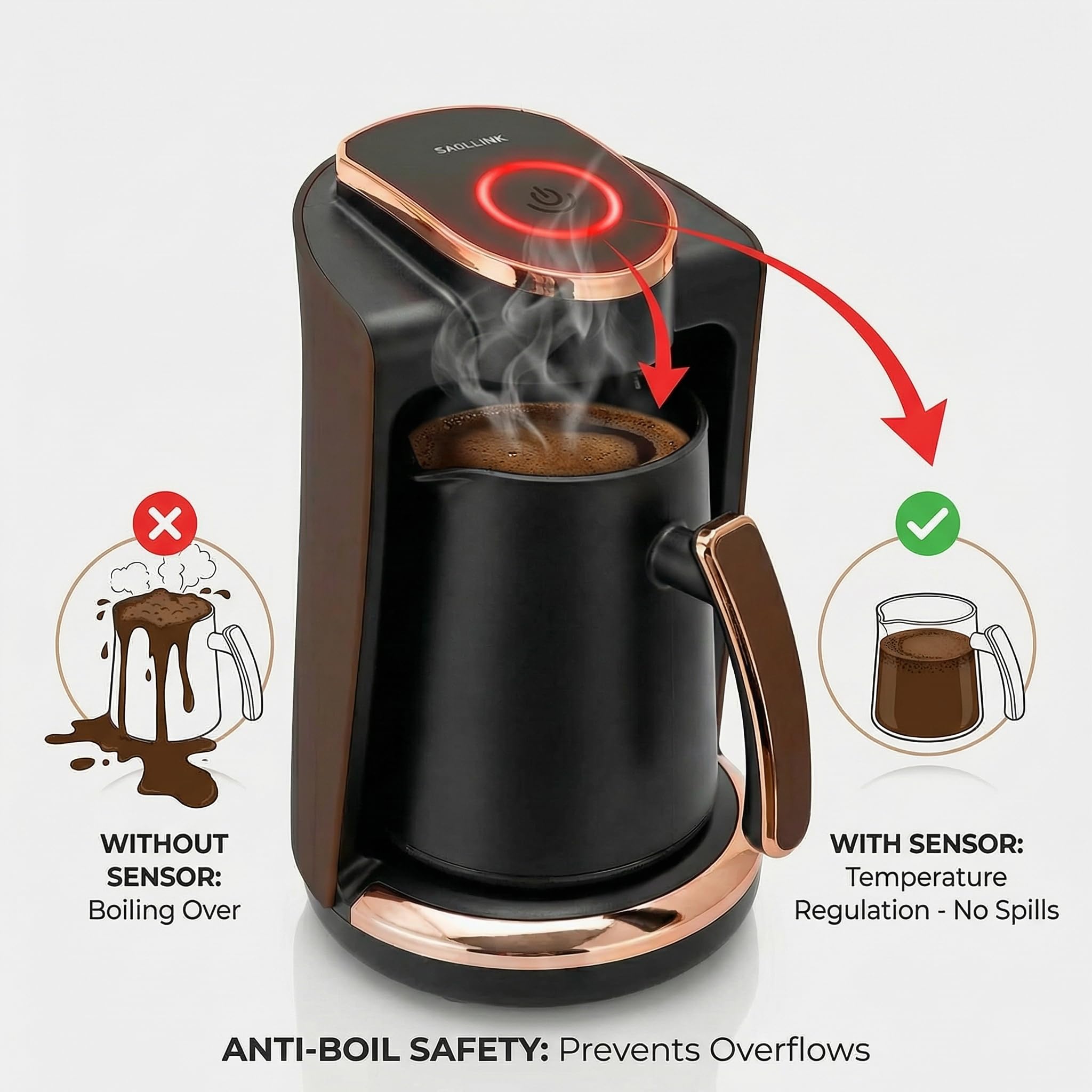 Sokany SK-09048 550W Electric Coffee Maker, 250 Ml Capacity, Black