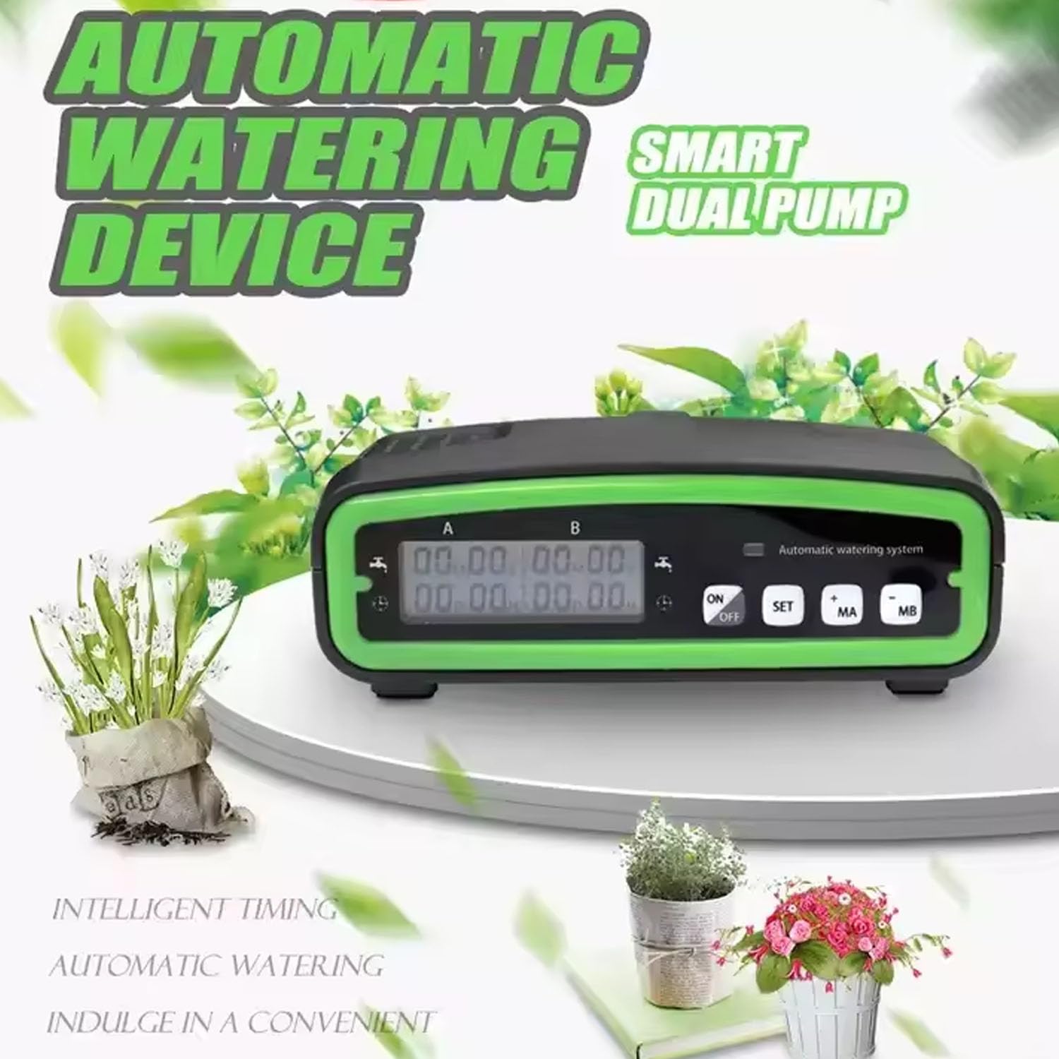 Kit di irrigazione automatica a goccia, sistema di irrigazione automatico a doppia pompa con display LCD, programmabile fino a 30 giorni di irrigazione automatica delle piante, dispositivo di irrigazi