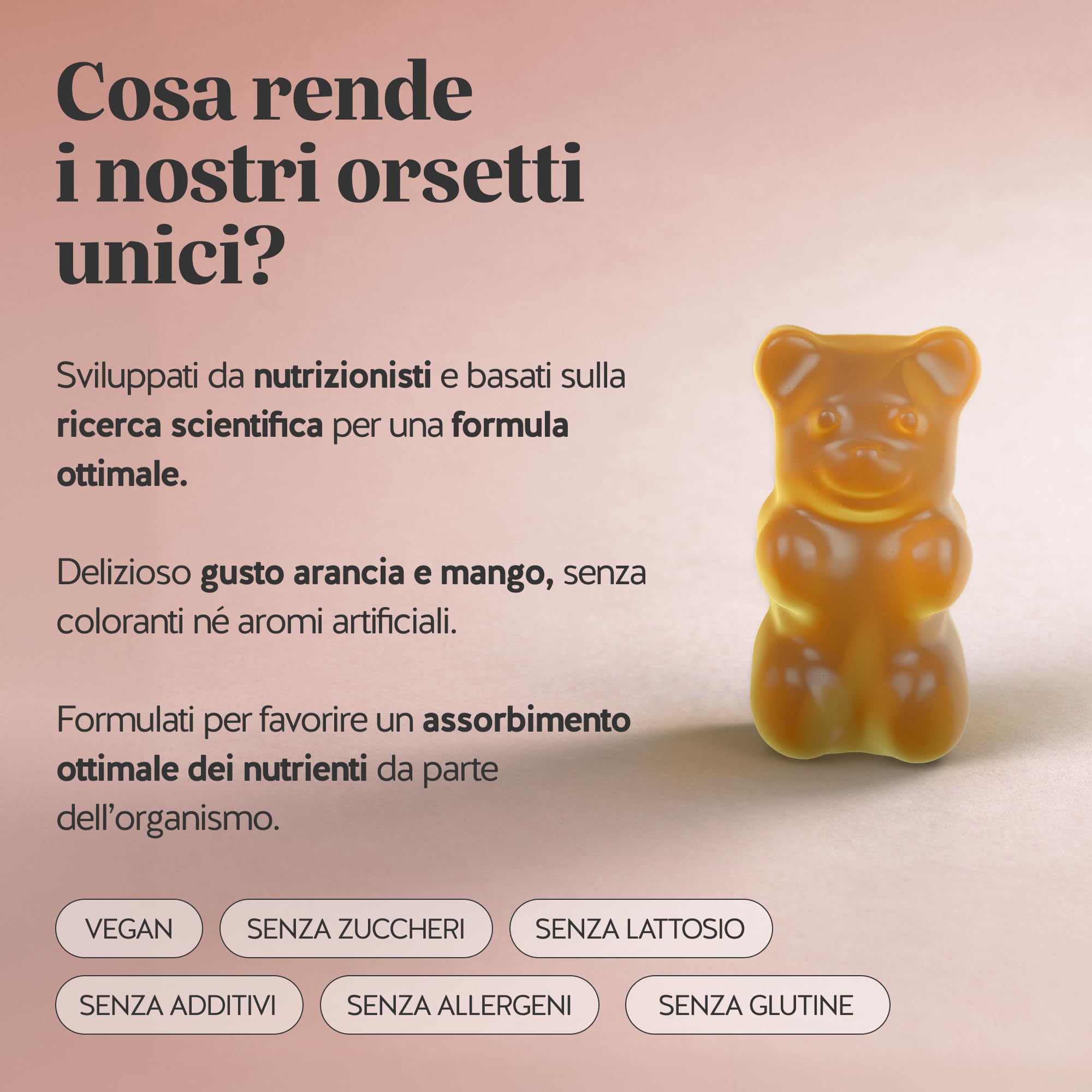 Bears with Benefits - Gommose Acido Ialuronico - Cura de la Pelle -90 pezzi | Skin in the Game - Acido Ialuronico, Zinco, Vitamine C & E, Olio di Cartamo - Cura da 3 mesi - Senza Zuccheri, Vegano