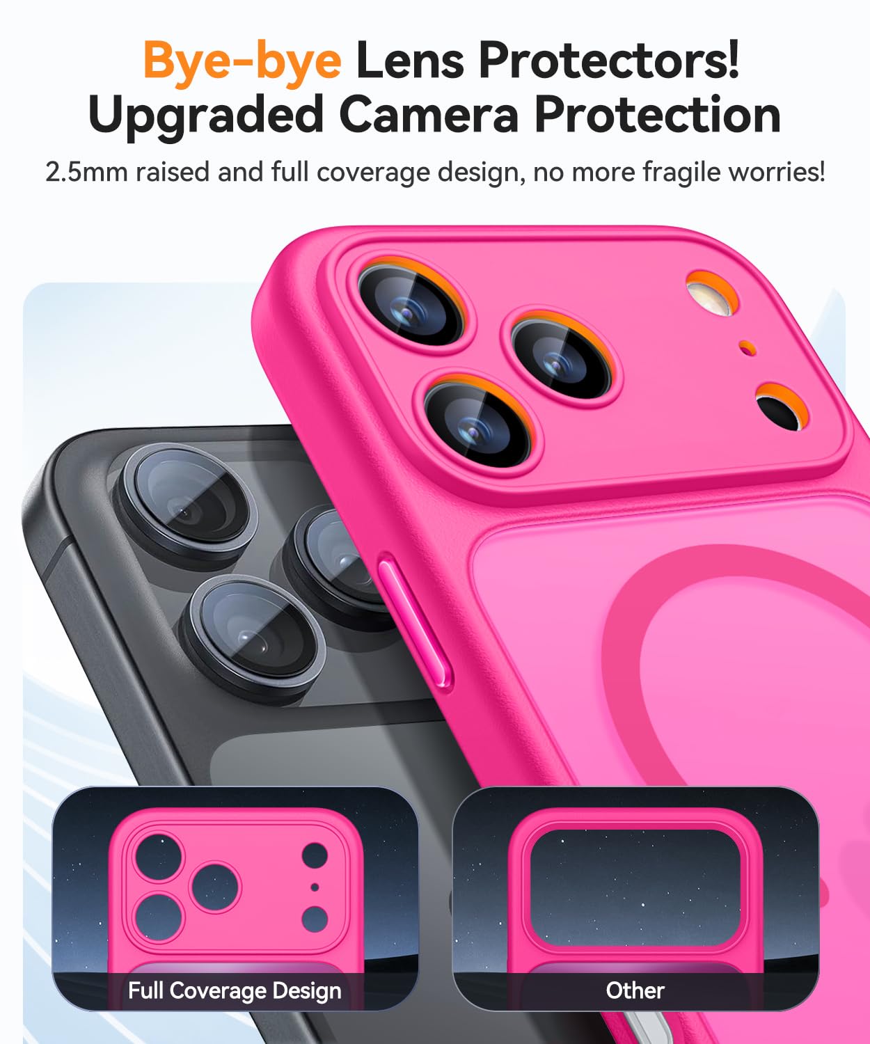 CANSHN Cover Magnetica per iPhone 17 Pro(6,3 Pollici), Compatibile con MagSafe, [Protezione Completa Della Fotocamera], Custodia Traslucida Opaca Protettiva Sottile Antiurto,Rosa Calda