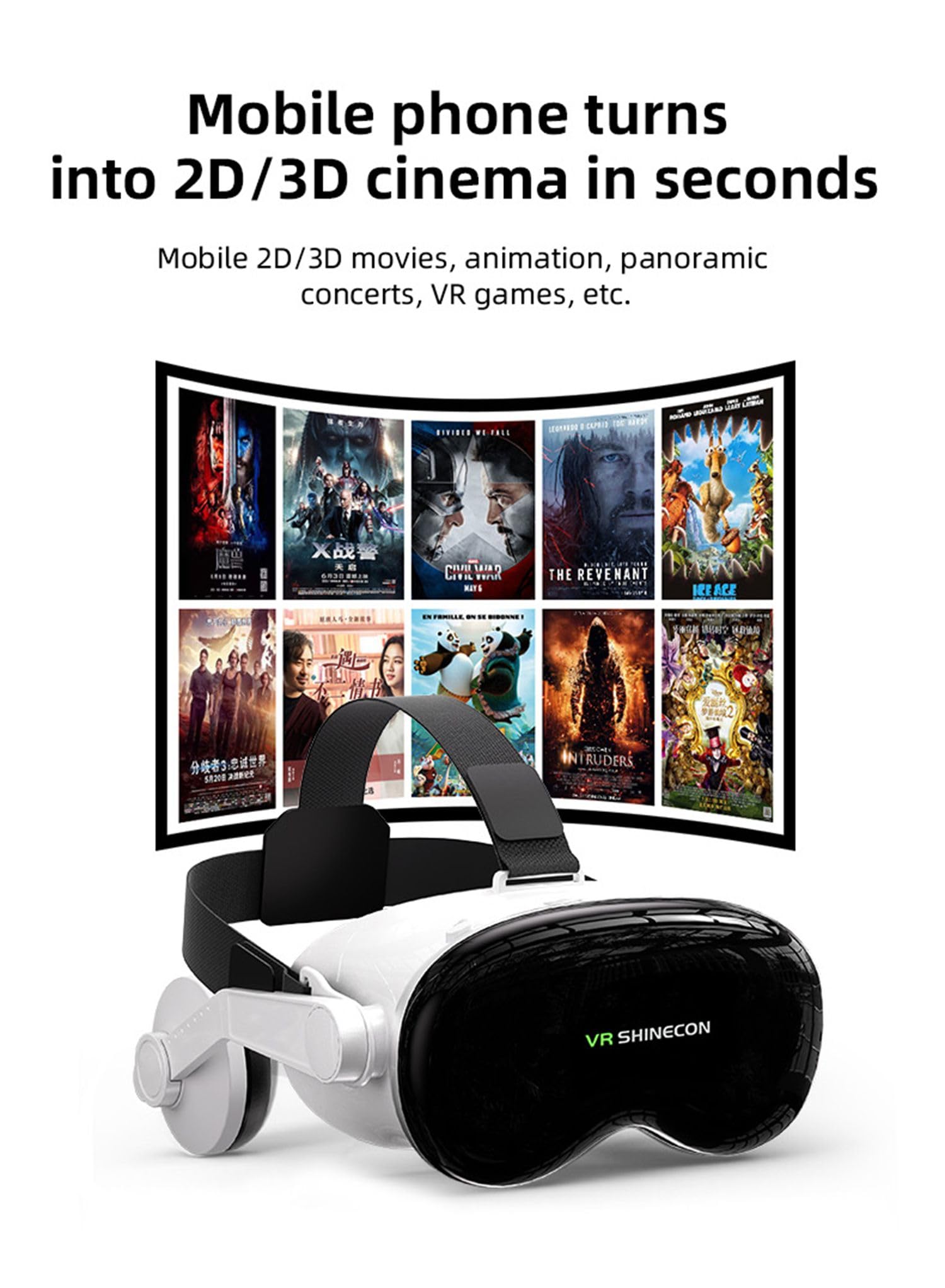 Auriculares de realidad virtual, gafas de realidad virtual 3D para iPhone 17, 16, 15, 14, 13, 12, 11 Pro X XR SE, Samsung Galaxy S24, S23, S22 Edge, gafas de realidad virtual con auriculares