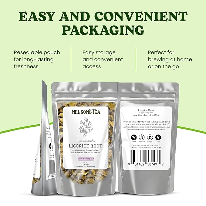 Té de Raíz de Regaliz Sin Cafeína Hebras - 1 Onza miniatura 2