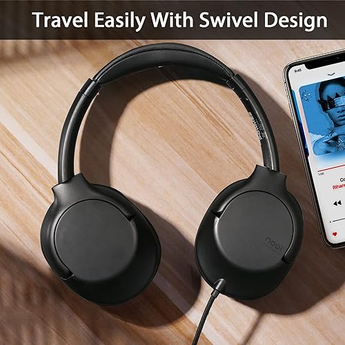 Miniatura 5 de noot products A319 - Auriculares con cable sobre la oreja con control de volumen, micrófono, diadema ajustable y auriculares Audiojack de 0.138 in
