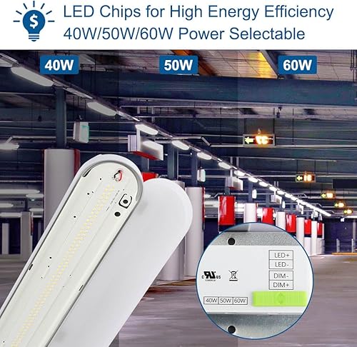 Miniatura 4 de DAKASON Luz LED hermética de vapor de 4 pies 60 W 6600 lm (120 W equivalente), luz impermeable para tienda al aire libre, 5000 K, IP65, 100-277 V,