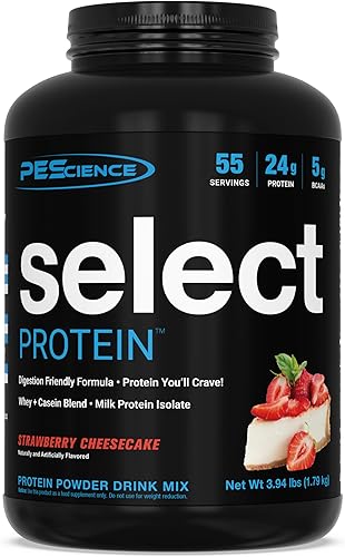 PEScience Select Protein - Proteína en polvo bajo en carbohidratos tarta de queso con fresa 55 porciones apta para dieta keto y sin gluten