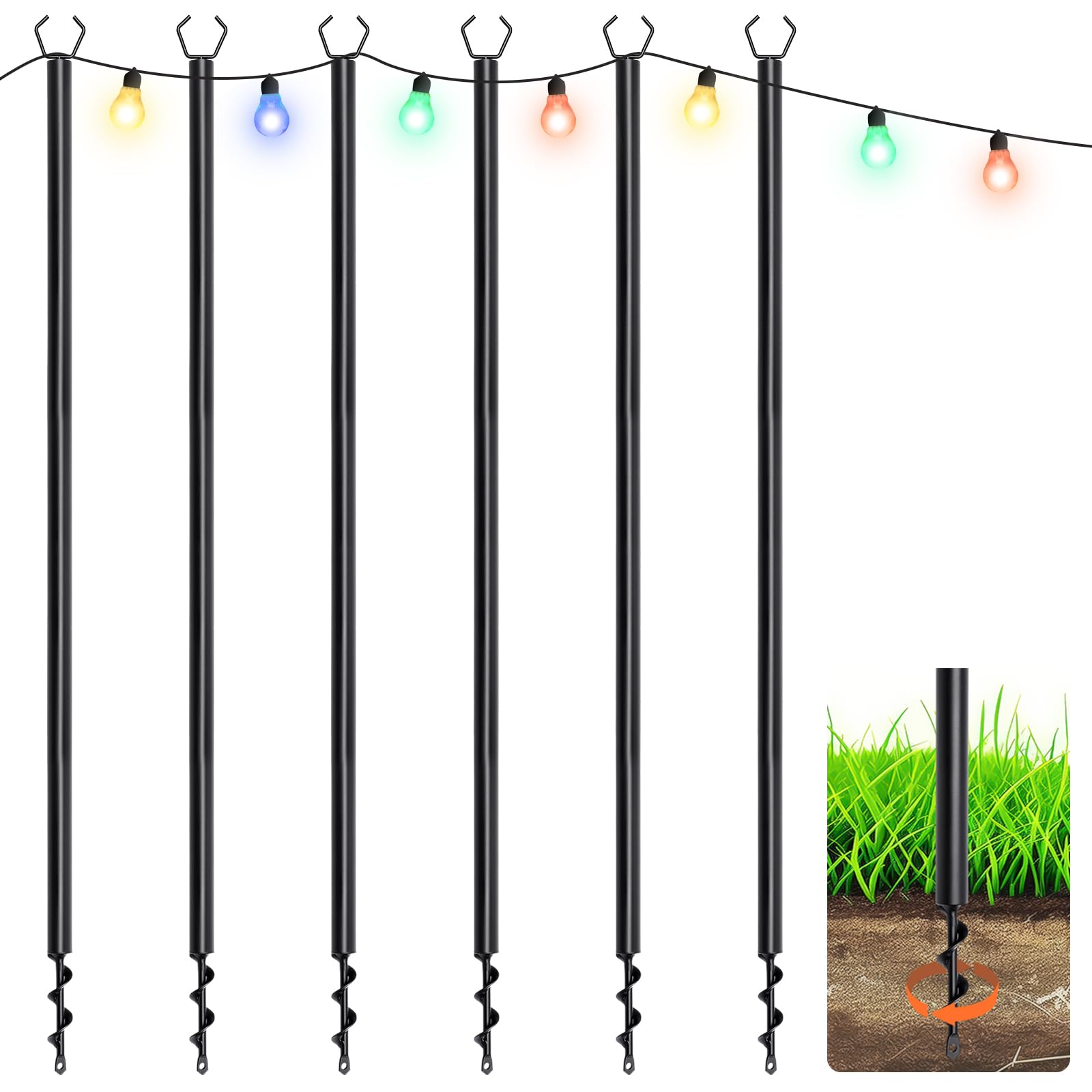 Lot de 6 guirlandes lumineuses d'extérieur de 3 m à suspendre pour décoration de mariage, pelouse, jardin, jardin