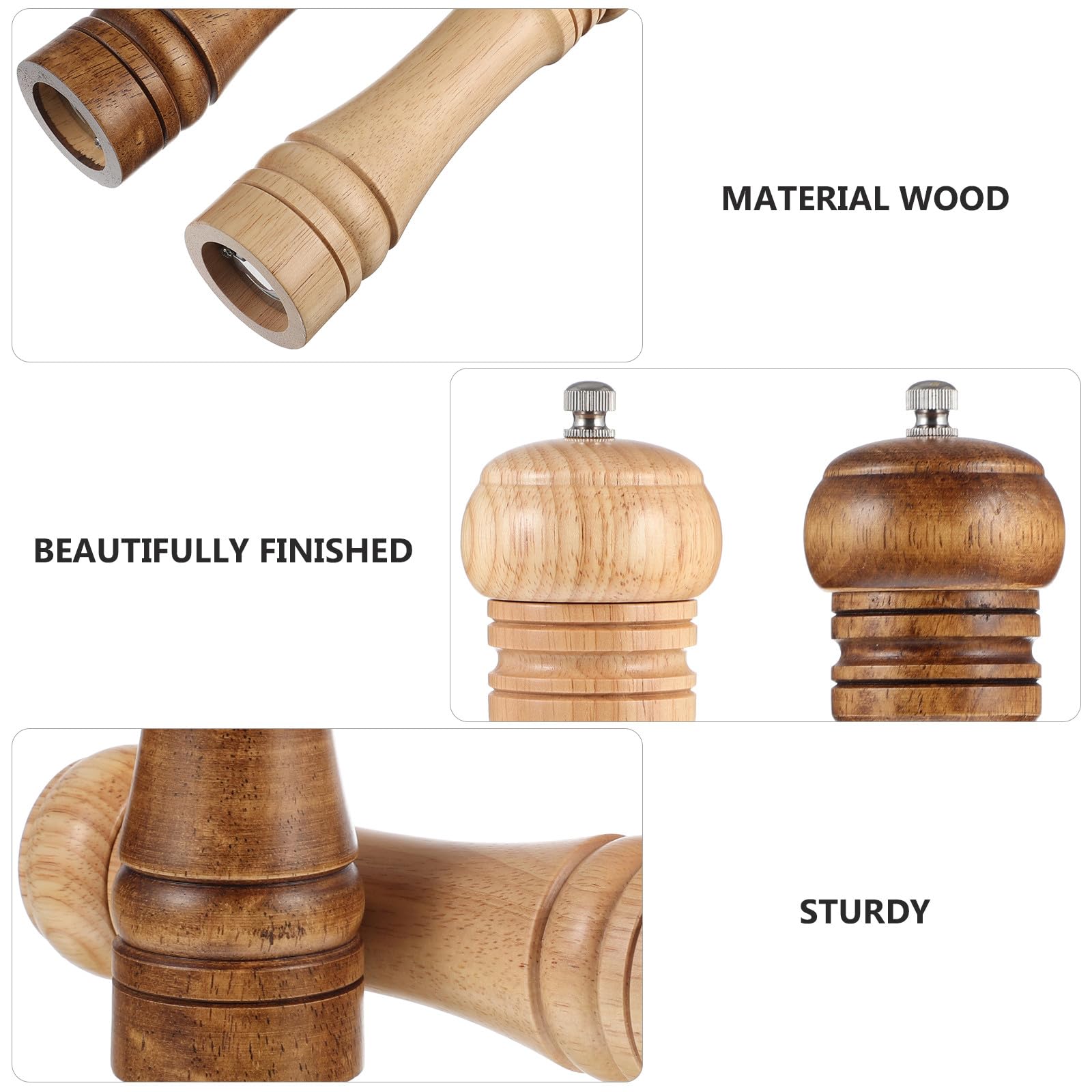 Gatuida Macinapepe Manuale 2 Pezzi 20 CM Design Vintage e Legno Naturale per Cucina Domestica e Ristoranti