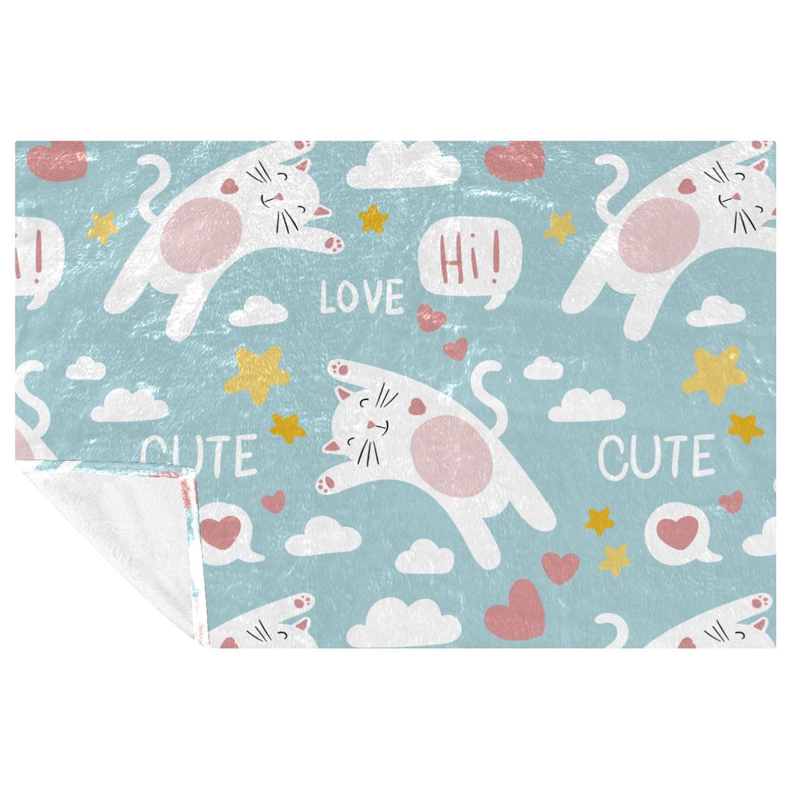 Couverture chats dessin animé pour vos pique-niques, camping et moments cocooning sur canapé