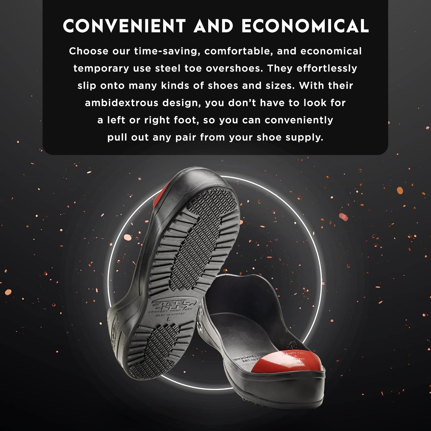 STLFLX - ToeGUARDZ™ Steel Toe Overshoes, Temporary Use Steel Toe Covers Alternative, CSA Z334 Approved Safety Overshoes with Steel Toe Cap & Thermoplastic Rubber, Ambidextrous, Slip Resisting, L