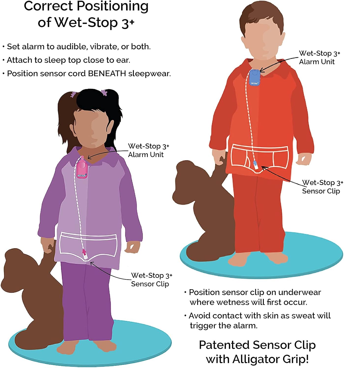 Wet-Stop 3 Pink Bedwetting Enuresis Alarm with Loud Sound and Strong Vibration for Boys or Girls, Proven Solutions for Bedwetters : Health & Household