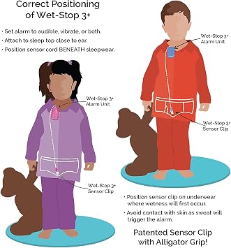 Wet-Stop3 Kit: Bedwetting Enuresis Alarm with Waterproof Bed Pad for Boys and Girls
