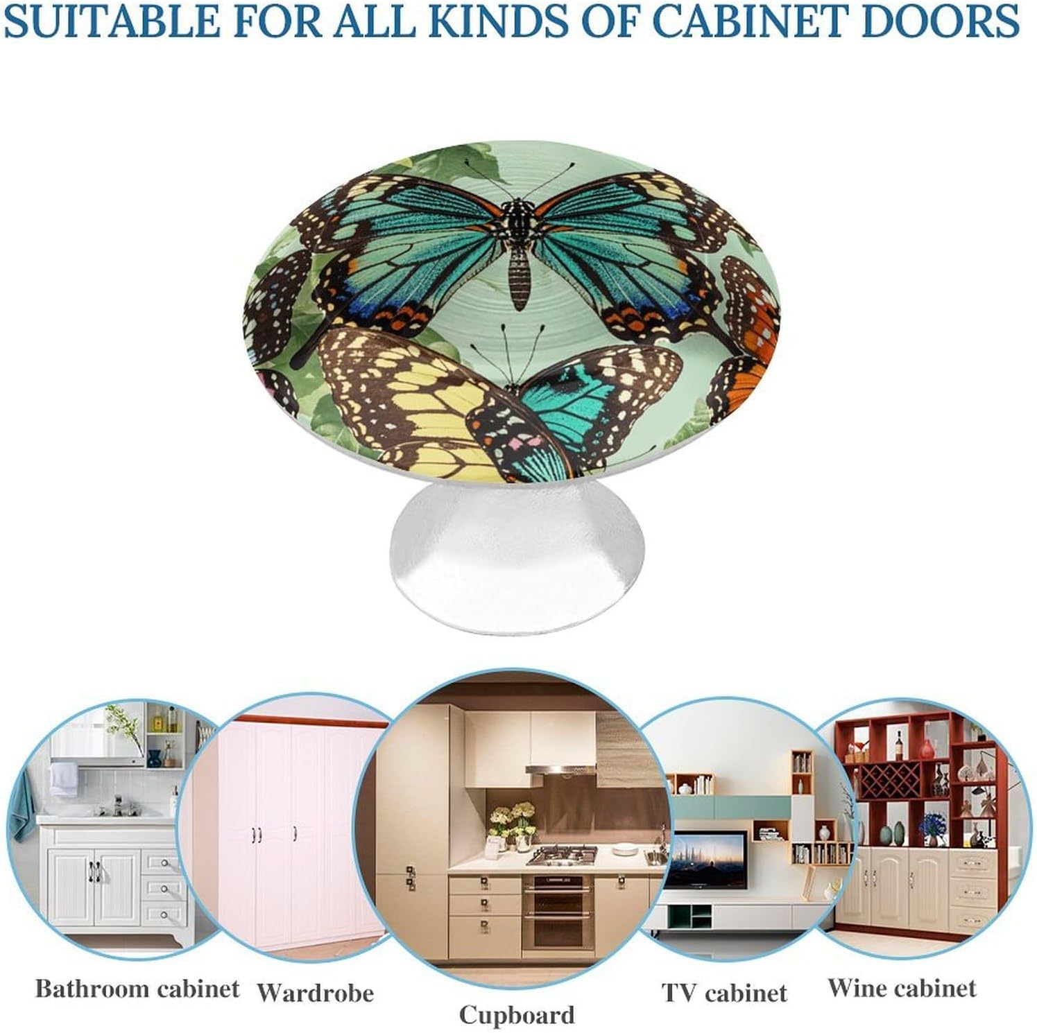 2 Pack Cabinet Knobs,Decorative Drawer Pulls, Butterfly image 3