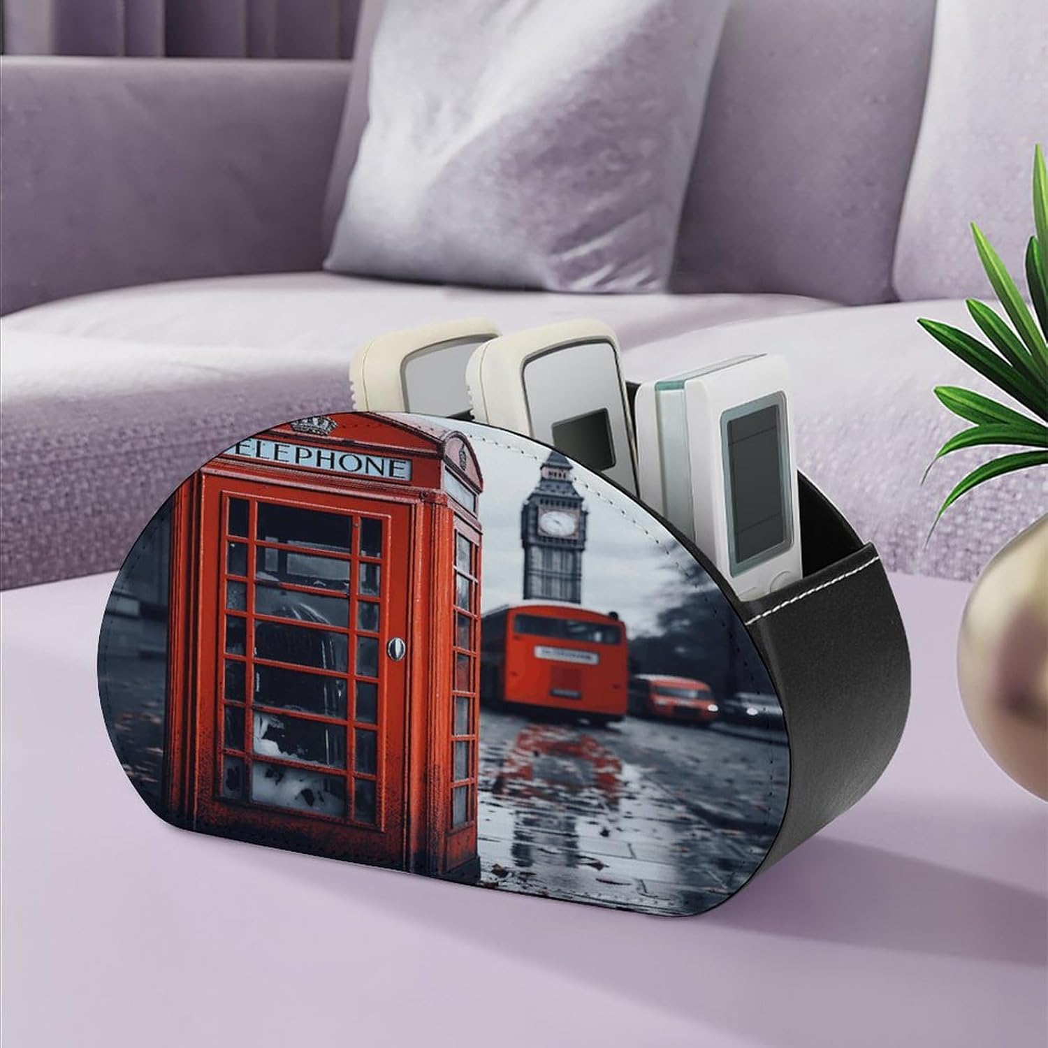 England UK Retro London Telephone PU Leather Remote Control Holder image 5